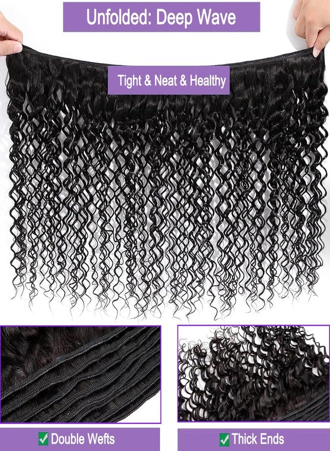 VIOLET 12A Human Hair Bundles 16 18 20 Inch Deep Wave Bundles Human Hair 100% Unprocessed Brazilian Virgin Hair Deep Wave 3 Bundles Human Hair Extensions for Women Natural Black - Image 5